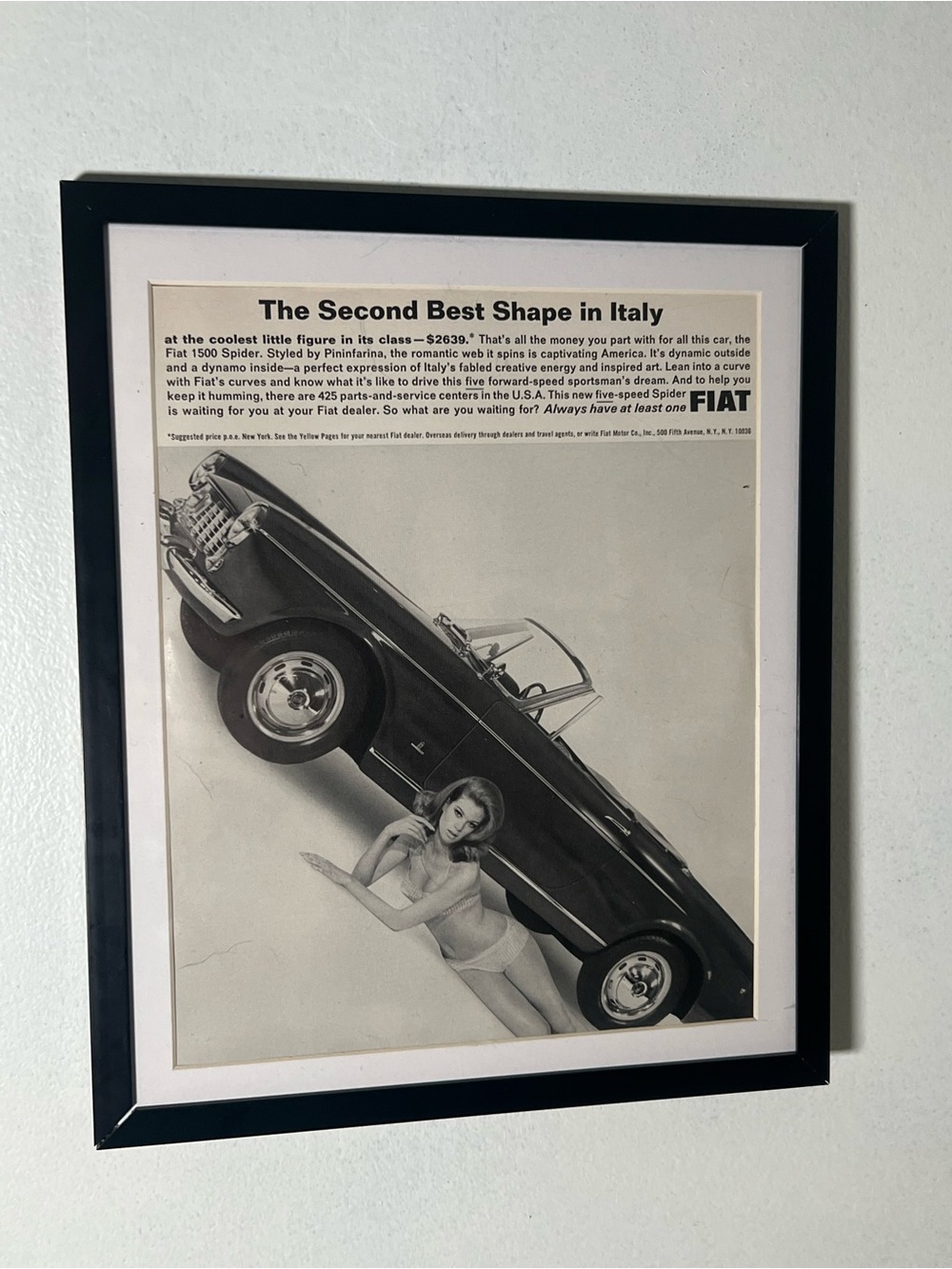 Vintage Fiat Italian Car Advertisement Framed Art Ad Home Decor Memorabilia